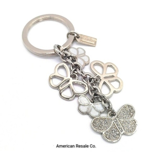 Vintage COACH Multi Butterfly Pave Swarovski Crystal Keychain Purse Charm-Rare - Picture 2 of 5
